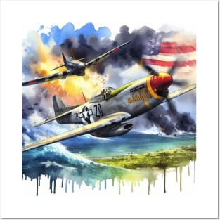 Fantasy illustration of WWII aircraft in battle Posters and Art